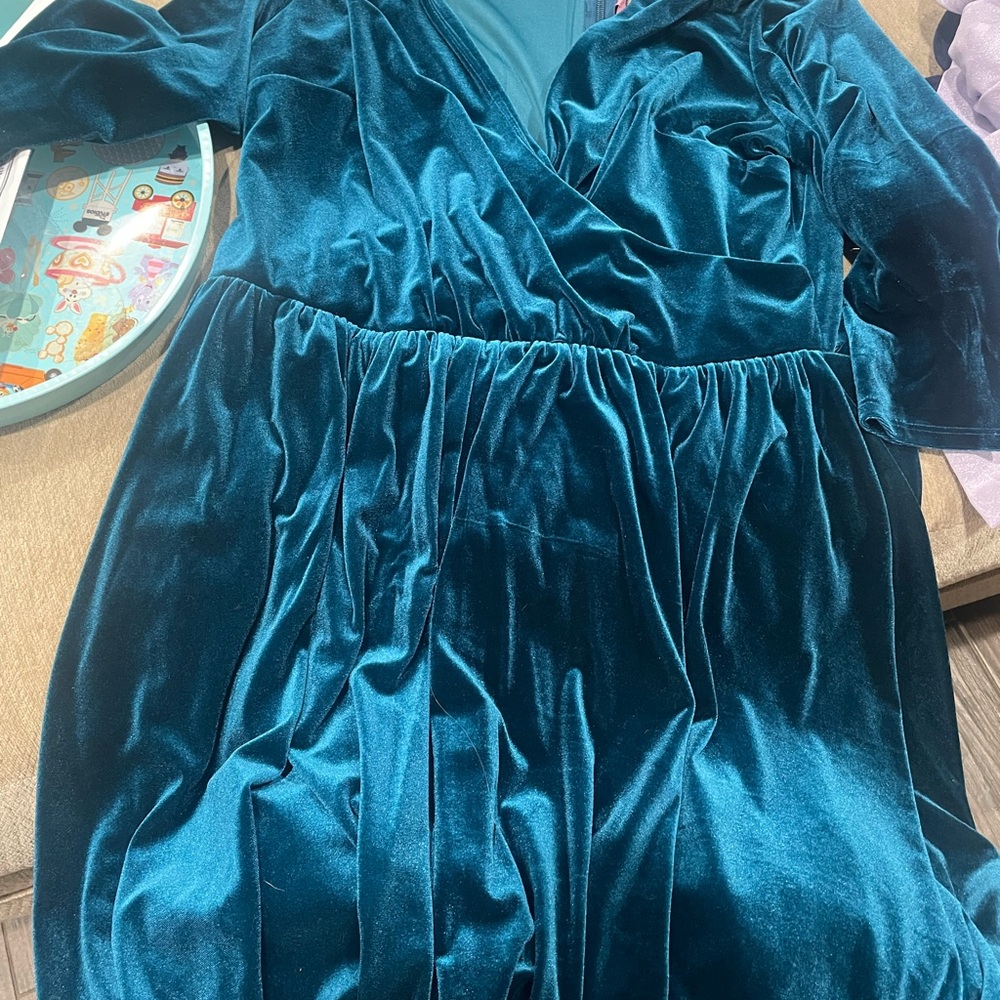 TEAL VELVET VIXEN BY MICHELINE PITT SWING DRESS 2XL - Picture 6 of 8